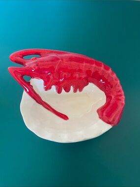 Vintage Red Shrimp Ceramic Trinket Dish/ Ashtray- PEI